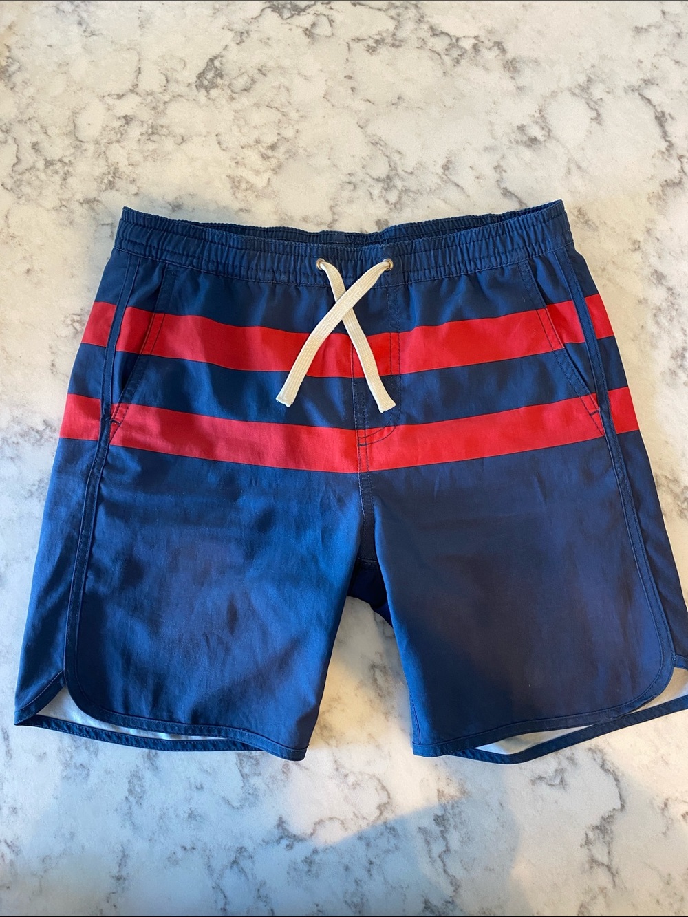 Fair Harbor Navy and Red Swim Trunks